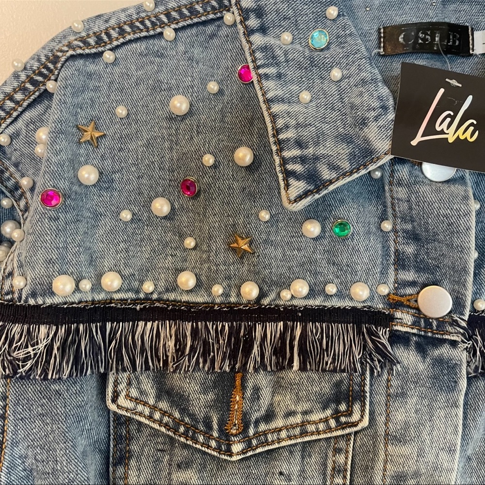 Dressed In Lala Size Large Denim Embellished Jacket